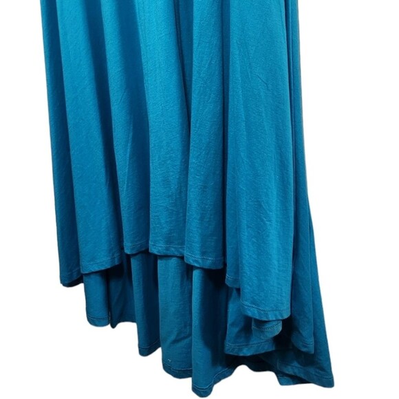 Soft Surroundings Maxi Dress Hi Low Short Sleeve Cotton Casual Blue‎ Stretch L - Picture 7 of 12